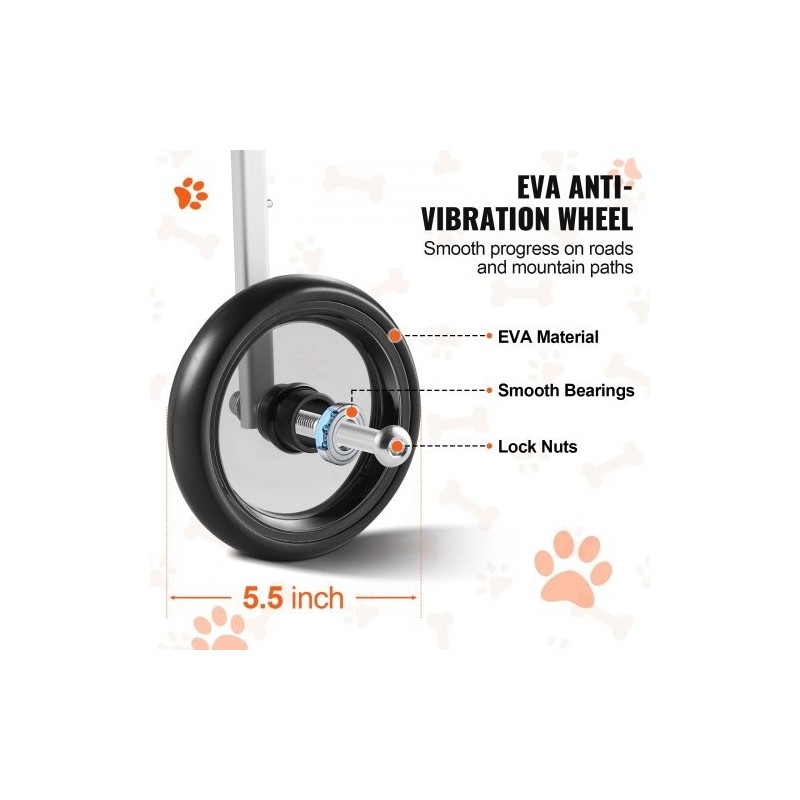 Koiran pyörätuoli ilmailuluokan alumiinirunko säädettävä pieni takajaloille