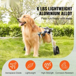 Koira pyörätuoli ilmailuluokan alumiinirunko säädettävä takajaloille L-koko 48–88 paunaa