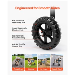 Koiran säädettävä pyörätuoli alumiinirungolla takajaloille iskunvaimentavilla pyörillä enintään viisitoista kilogrammaa