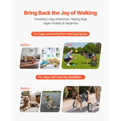 Koiran pyörätuoli takajaloille kevyt alumiinirunko 2 pyörää säädettävä 21,8–39,9 kg