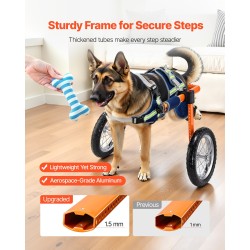 Koiran pyörätuoli takajaloille kevyt alumiinirunko 2 pyörää säädettävä 21,8–39,9 kg