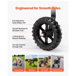 Takajalkojen pyörätuoli koiralle alumiinirunkoinen säädettävä iskunvaimennuspyörillä erittäin pieni enintään kymmenen kiloa