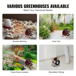 Kasvihuonelämmitin 2000W pieniin ja keskisuuriin kasvihuoneisiin IP24 roiskesuoja 2-nopeutta teräsrunko kannettava