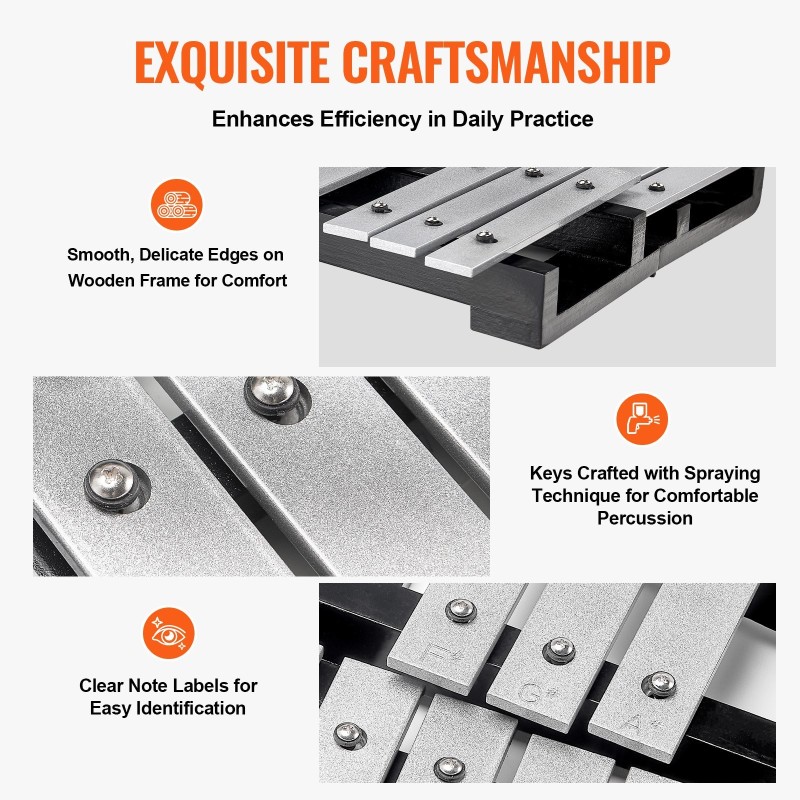 Ksylofoni ja kellopeli 30-koskettiminen alumiinikielillä puupohjalla ääniala G5–C8 sisältää nuijat ja kantolaukun