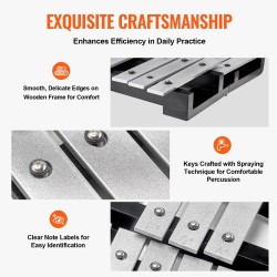 Kellopeli 32-koskettiminen alumiinisilla kielillä puupohjalla kapuloilla ja kantolaukulla