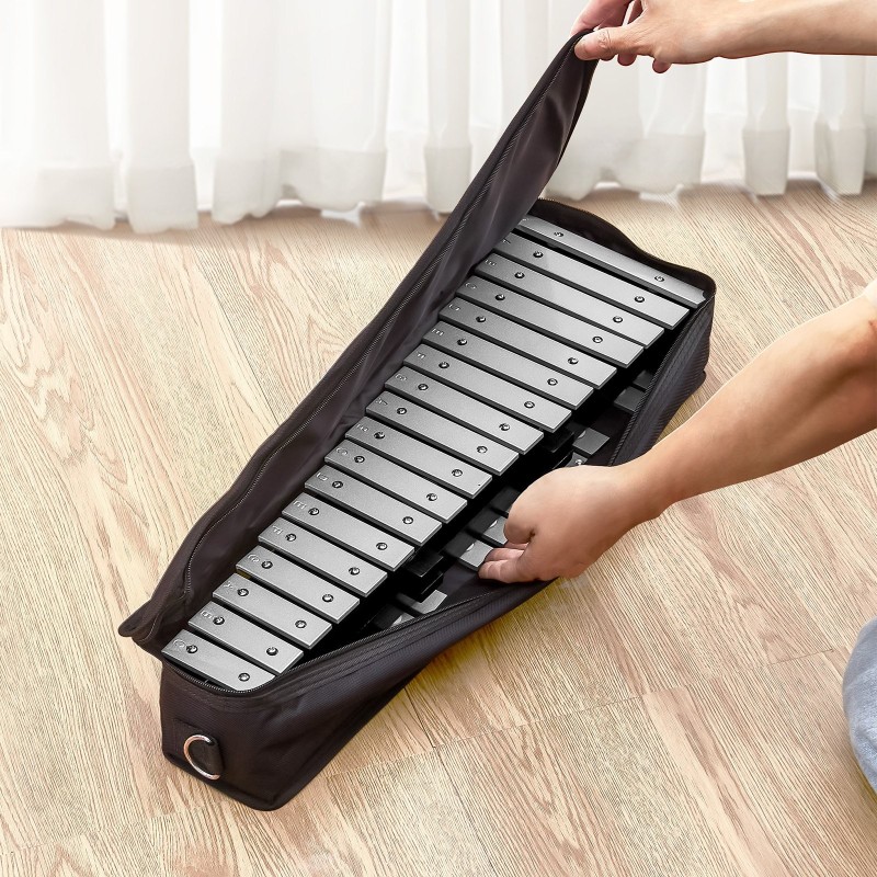 Kellopeli 32-koskettiminen alumiinisilla kielillä puupohjalla kapuloilla ja kantolaukulla