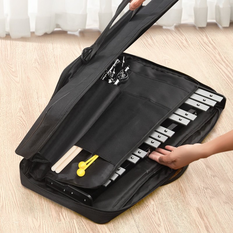 32-ääninen kellopeli alumiini ja puu kokonaisuus säädettävällä telineellä kantolaukulla harjoitusalustalla