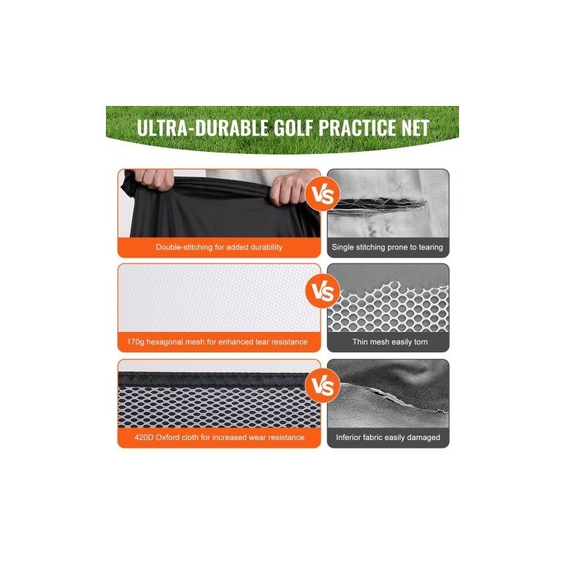 Golfharjoitusverkko 10x7 jalkaa 420D Oxford kangas lasikuitutangot sisä ja ulkokäyttöön kolme kohdealuetta