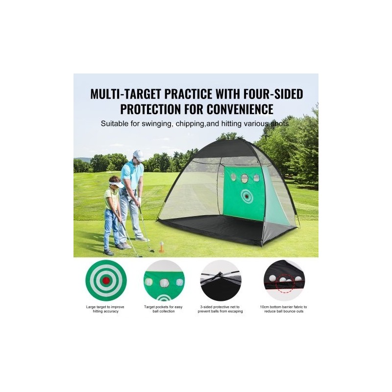 Golfharjoitusverkko 10x7 jalkaa 420D Oxford kangas lasikuitutangot sisä ja ulkokäyttöön kolme kohdealuetta