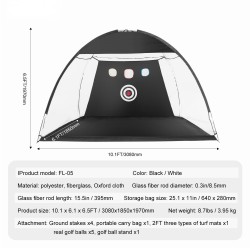 Golf-harjoitusverkko 308x185x197 cm 420D Oxford-kangas lasikuitutangot sisä- ja ulkokäyttöön