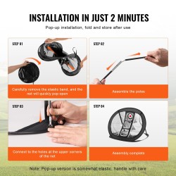 Golf-harjoitusverkko Oxford-kangas 840x720x550 mm 3 kohdealuetta pop up musta