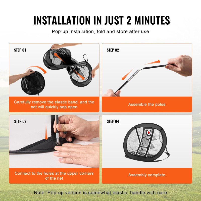 Golf-harjoitusverkko Oxford-kangas 840x720x550 mm 3 kohdealuetta pop up musta