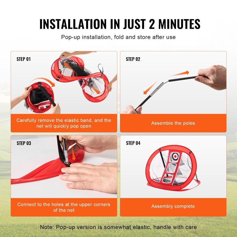 Golf-lyöntiverkko kestävä Oxford-kangas lasikuitutangot kolme kohdetta kantolaukku punainen