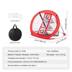 Golf-lyöntiverkko kestävä Oxford-kangas lasikuitutangot kolme kohdetta kantolaukku punainen