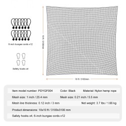 Golfharjoitusverkko 3 mm nylonköysi 3048x3048 mm sisä ja ulkokäyttöön pelkkä verkko