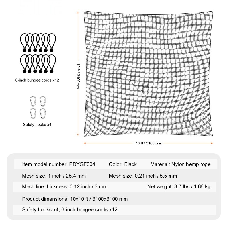 Golfharjoitusverkko 3 mm nylonköysi 3048x3048 mm sisä ja ulkokäyttöön pelkkä verkko