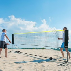 Monilajiverkko 4,2 m leveä, korkeussäädettävä 0,9–1,55 m, taittuva, rautaputkilla, kantolaukulla