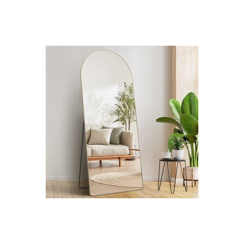 Täyspitkä kaareva lattiapeili räjähdyssuojatulla karkaistulla lasilla alumiinikehyksellä 180 x 76 cm