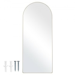 Täyspitkä kaareva lattiapeili räjähdyssuojatulla karkaistulla lasilla alumiinikehyksellä 180 x 76 cm