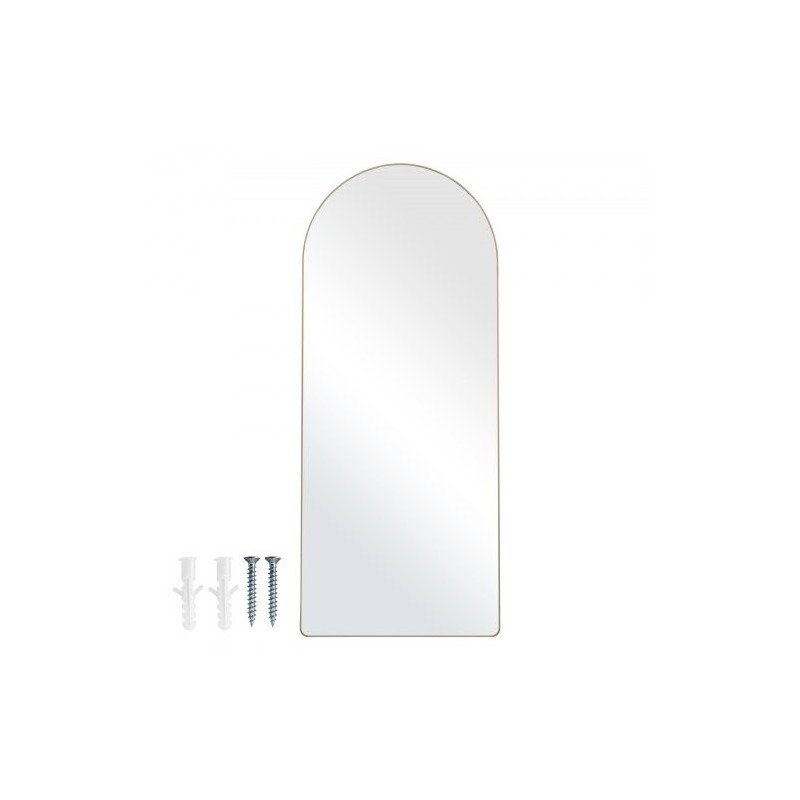 Täyspitkä kaareva lattiapeili räjähdyssuojatulla karkaistulla lasilla alumiinikehyksellä 180 x 76 cm