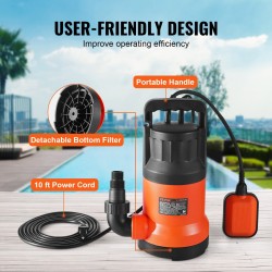 Upotettava kuivatuspumppu nailon lasikuitu 700 watin 15700 litraa tunnissa 10 metrin nostokorkeus