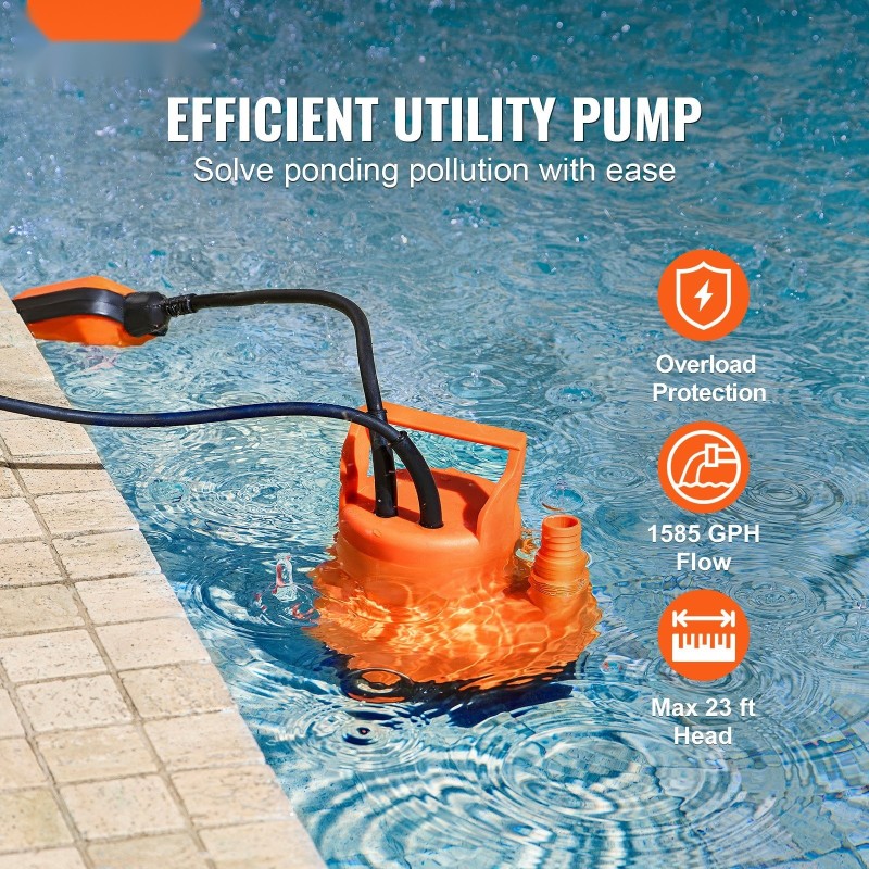 Upotettava käyttövesipumppu 320 W 6000 l/h 7 m nostokorkeus nailoni- ja lasikuiturunko