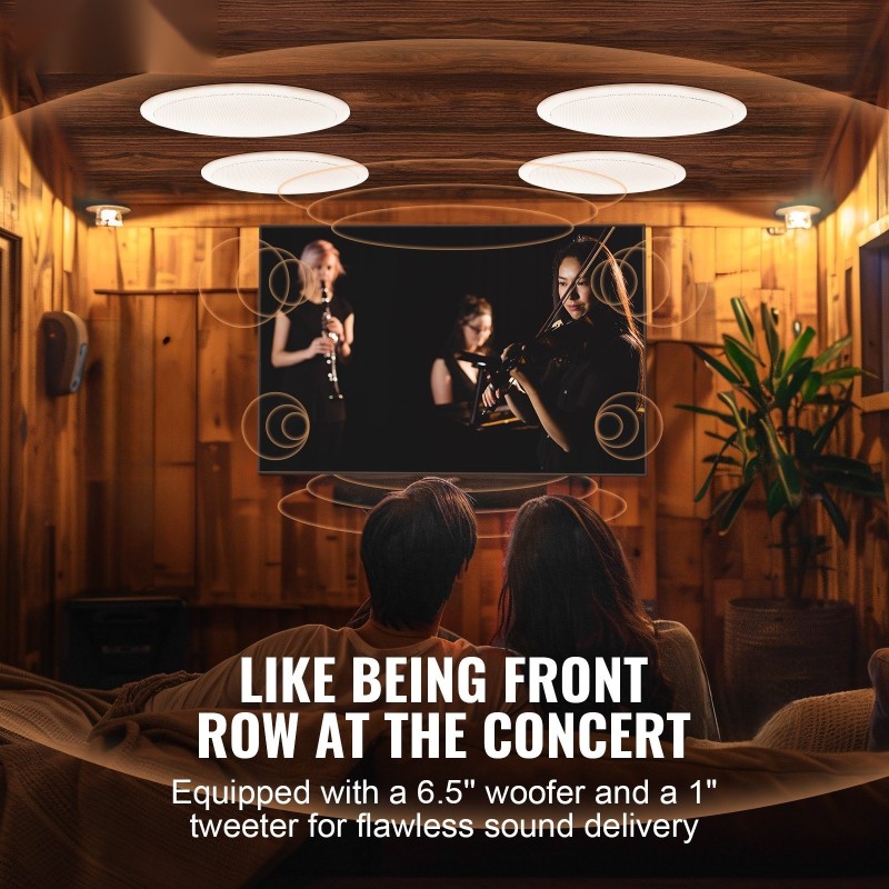 Kattokaiutinpakkaus Bluetoothilla 4 kpl 16,5 cm 150W uppoasennettava