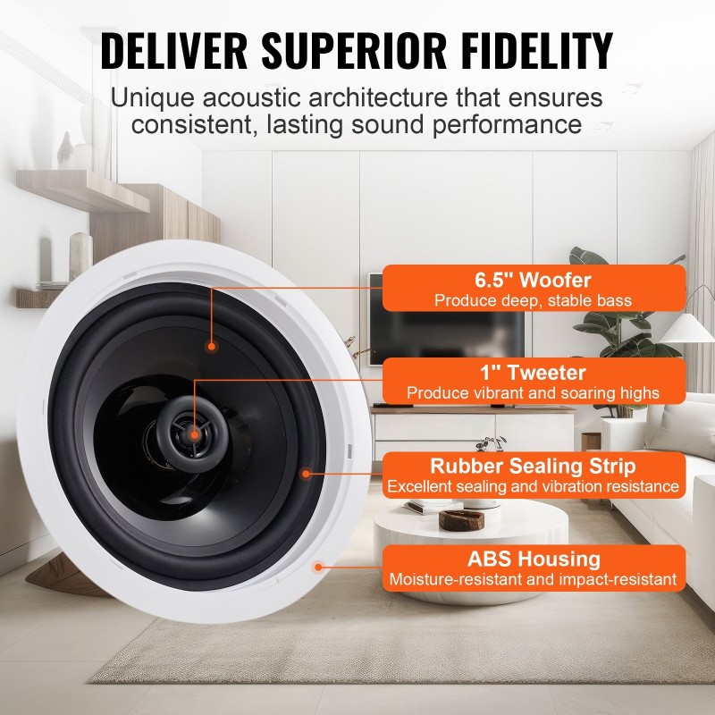 Kattokaiutinpakkaus Bluetoothilla 4 kpl 16,5 cm 150W uppoasennettava