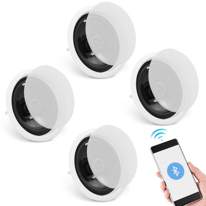 Kattokaiutinpakkaus Bluetoothilla 4 kpl 16,5 cm 150W uppoasennettava