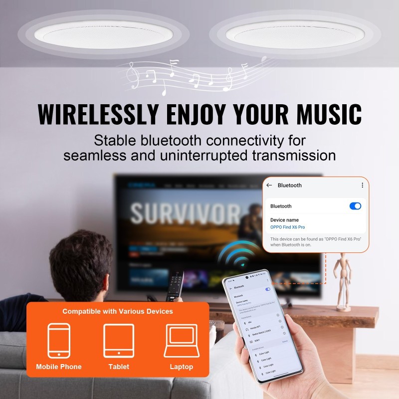 Upotettavat katto- ja seinäkaiuttimet 2 kpl 16,5 cm Bluetoothilla 150 watin