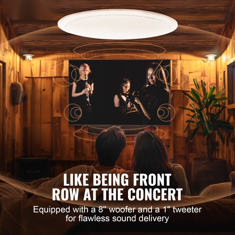 Kattokaiutin upotettava 8-tuumainen 200 W 8 Ω 89 dB kotiin