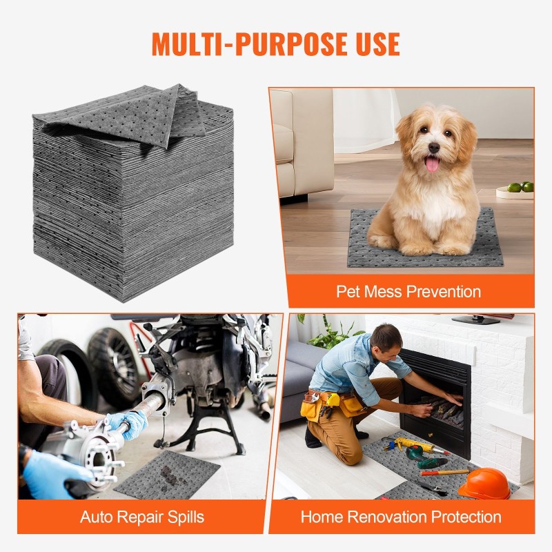 Imeytysliinat polypropeenista 330 x 250 mm 100 kpl imevät jopa 45,4 L