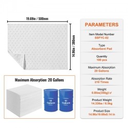 Öljynimeytysliinat polypropeeni 380 x 500 mm 100 kpl vain öljylle