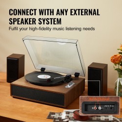 Vinylilevysoitin kolmenopeuksinen hihnavetoinen Bluetoothilla ja kymmenen watin stereokaiuttimilla