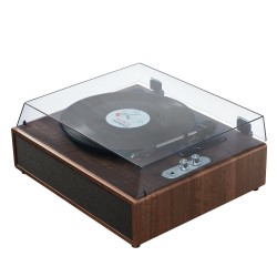 Vinylilevysoitin kolmenopeuksinen hihnavetoinen Bluetoothilla ja kymmenen watin stereokaiuttimilla