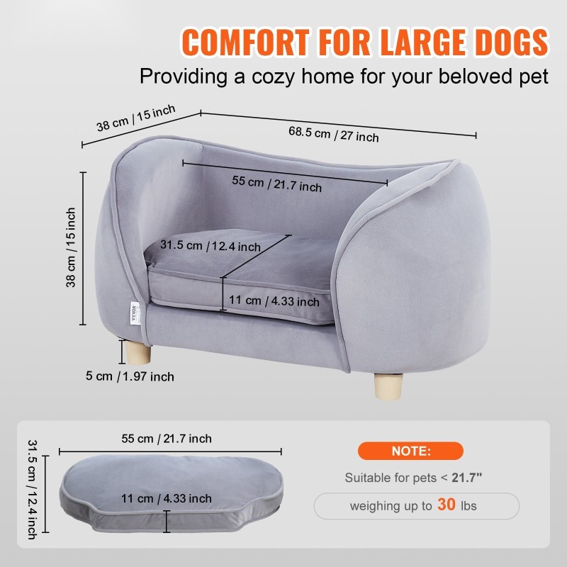 Lemmikkisohva tummanharmaa samettikangas puurunko vaahtopehmuste 30 kg kantavuus