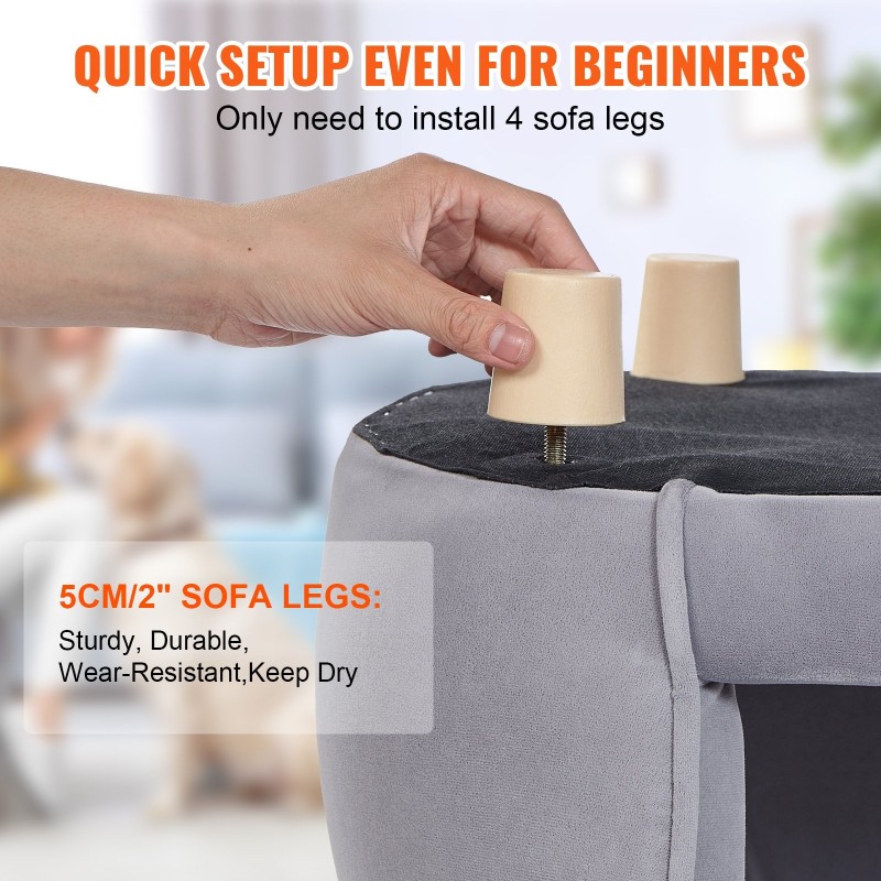 Lemmikkisohva tummanharmaa samettikangas puurunko vaahtopehmuste 30 kg kantavuus