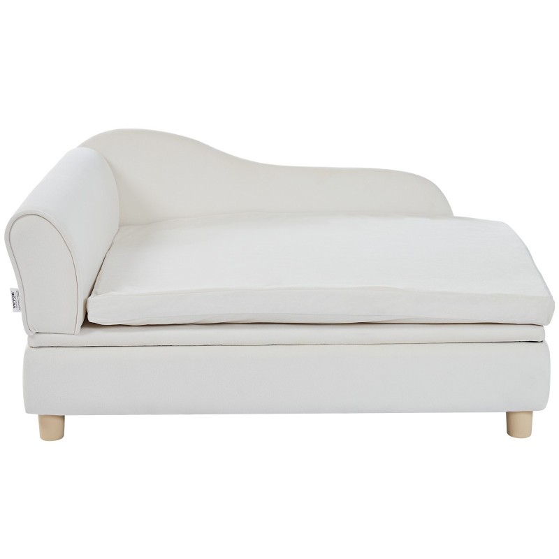 Lemmikkisohva samettikankaalla puurunko 50 kg kantavuus valkoinen