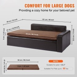 Lemmikkisohva nahkaverhoilu puurunko koirille ja kissoille 50 kg kantavuus