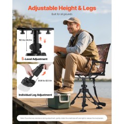 Metsästystuoli teräsrunko täyskääntyvä hiljainen taitettava korkeussäädettävä sataviisikymmentäkahdeksan kilogramman kantavuus