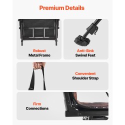 Metsästystuoli teräsrunko täyskääntyvä hiljainen taitettava korkeussäädettävä sataviisikymmentäkahdeksan kilogramman kantavuus