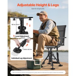 Metsästystuoli teräsrunko taitettava täyskääntyvä äänetön korkeussäädettävä käsinojilla upoamista estävät jalat