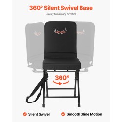 Metsästysjakkara kevyt kokoontaitettava teräsrunko 136 kilon kantavuus 360 asteen hiljainen kääntyvä istuin