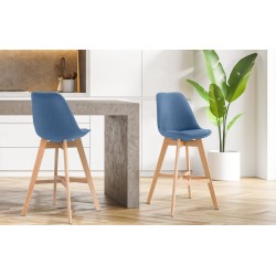 Cannes-baarijakkarat kangasverhoilulla 2 kpl tammipuiset korkeat tuolit