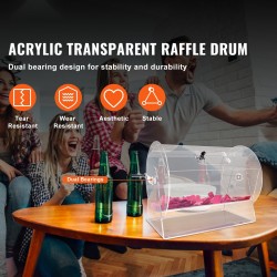 Akryylinen läpinäkyvä arpakuvarumpu kymmenentuhatta arpaa tai kolmesataa arpakuulaa lukittavalla ovella