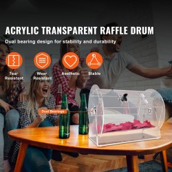 Akryylinen läpinäkyvä arpomisrumpu 5000 lipuketta tai 200 arpakuulaa lukittava ovi