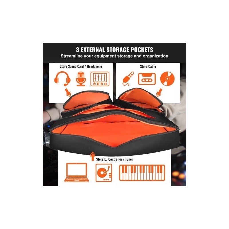 Pehmustettu DJ-mikserilaukku 1200D Oxford-kangas 830x220x520 mm 10 mm pehmuste