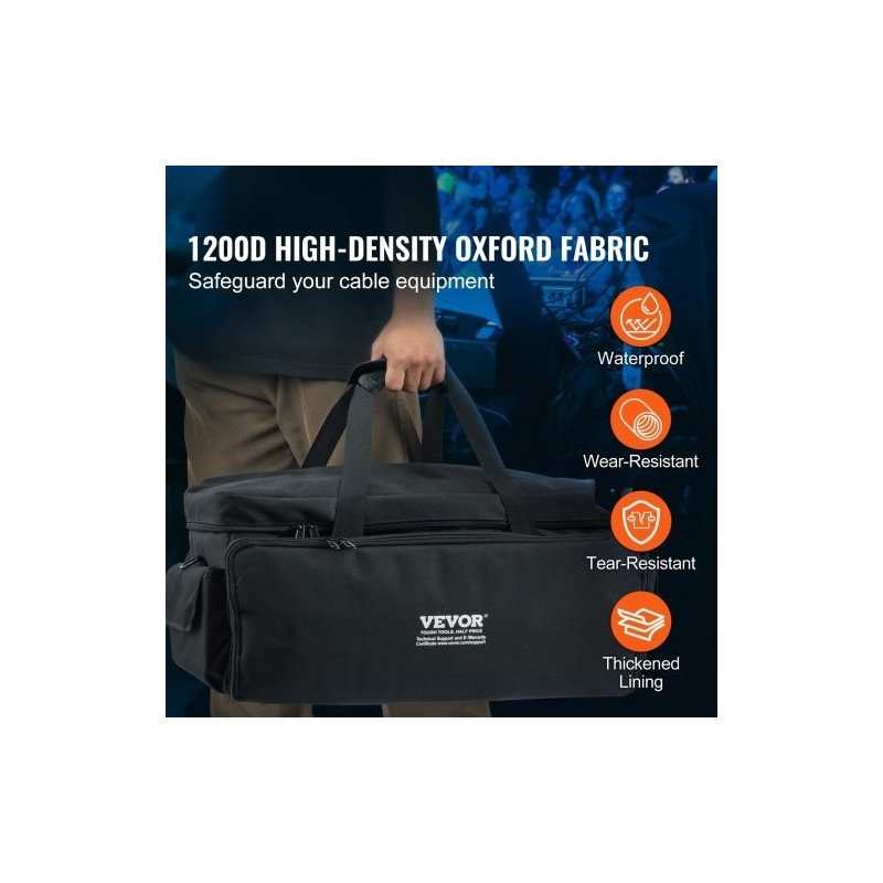 DJ-kaapelilaukku 1200D Oxford kangas ja nailon muovipohja 9 väliseinää pehmustettu olkahihna