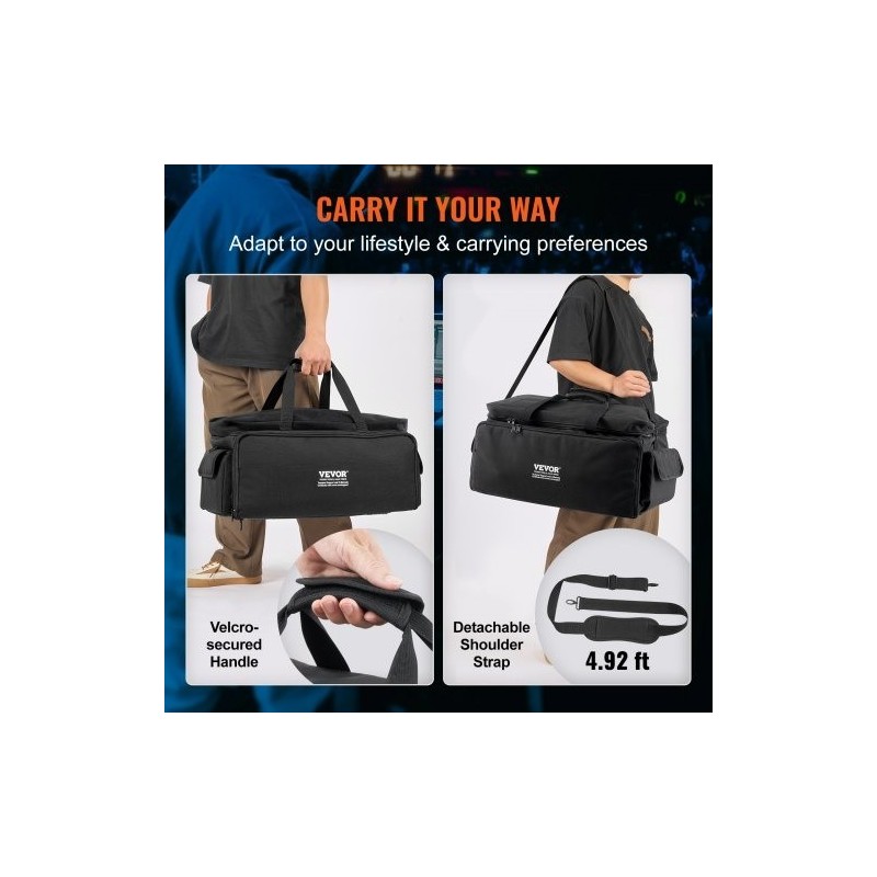 DJ-kaapelilaukku 1200D Oxford kangas ja nailon muovipohja 9 väliseinää pehmustettu olkahihna