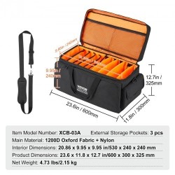 DJ-kaapelilaukku 1200D Oxford kangas ja nailon muovipohja 9 väliseinää pehmustettu olkahihna